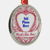 De beste moeder ter wereld. Foto Red Hearts Metalen Ornament (Rechts)
