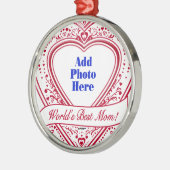 De beste moeder ter wereld. Foto Red Hearts Metalen Ornament (Links)
