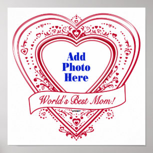 De beste moeder ter wereld. Foto Red Hearts Poster