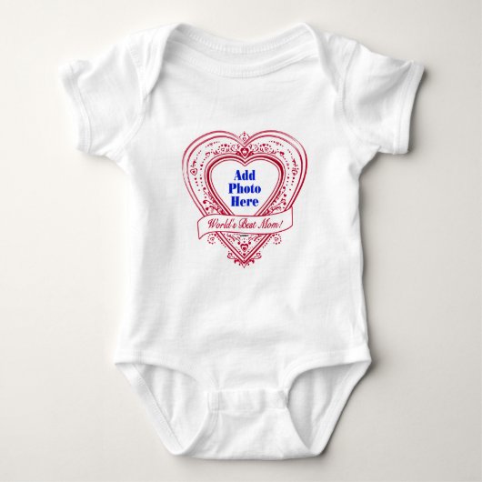 De beste moeder ter wereld. Foto Red Hearts Romper (Voorkant)