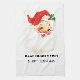 De beste moeder ter wereld, retro Santa Claus Theedoek
