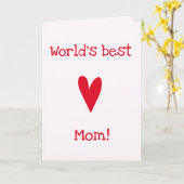De beste moeder ter wereld. | Roodhart moederdag Kaart (Gele Bloem)