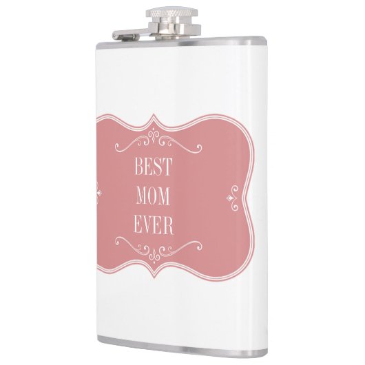 De beste moeder ter wereld, roze lijst heupfles (Links)