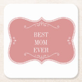De beste moeder ter wereld, roze lijst kartonnen onderzetters (Voorkant)