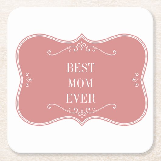 De beste moeder ter wereld, roze lijst kartonnen onderzetters (Voorkant)