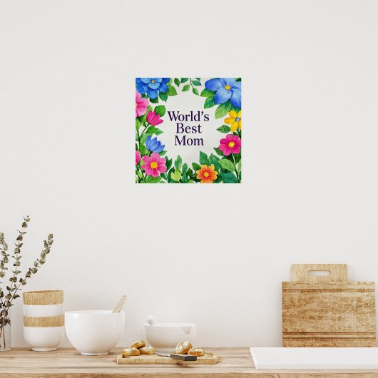 De beste moeder van de bloemenwereld poster (Keuken)