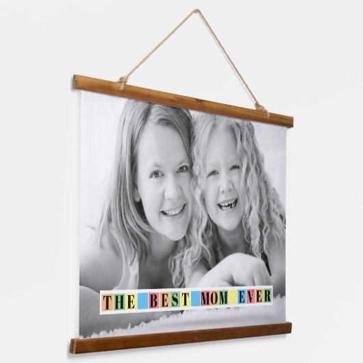De beste Moederdag foto van moeder ooit Hangend Wandkleed (Gebogen)