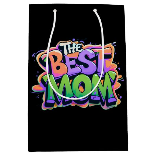 De beste moeders stijl graffiti medium cadeauzakje (Voorkant)
