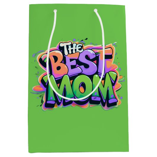 De beste moeders stijl graffiti medium cadeauzakje (Voorkant)