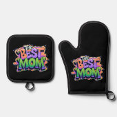 De beste moeders stijl graffiti ovenwant & pannenlap set (Voorkant)