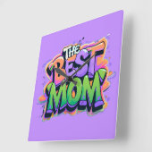 De beste moeders stijl graffiti vierkante klok (Hoek)