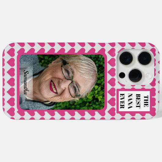De beste Nana ooit Fotonaam Pink Hearts Case-Mate iPhone Case (Achterkant (horizontaal))