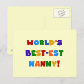 De beste nanny-cadeaus ter wereld van Bright kleur Briefkaart (Voorkant / Achterkant)