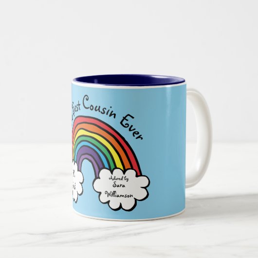De Beste Neef Ooit Regenboog Blauw Tweekleurige Koffiemok (Voorkant rechts)