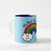 De beste neef ooit regenboogblauw tweekleurige koffiemok (Voorkant links)