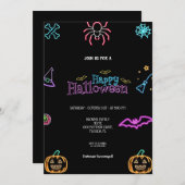 DE BESTE NEON HALLOWEEN UITNODIGING (Voorkant / Achterkant)