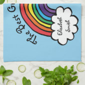 De beste oma Granny ooit Rainbow Blue Theedoek (Gevouwen)