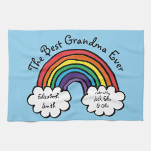 De beste oma Granny ooit Rainbow Blue Theedoek