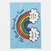 De beste oma Granny ooit Rainbow Blue Theedoek (Verticaal)