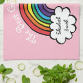 De beste oma Granny ooit Rainbow Pink Theedoek (Gevouwen)