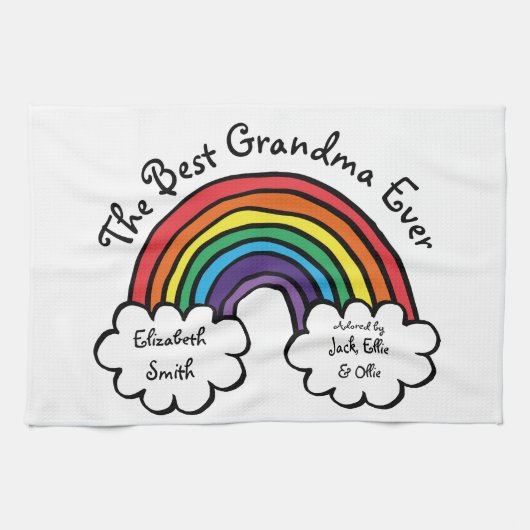De beste oma Granny ooit Regenboog Theedoek (Horizontaal)