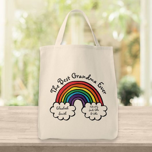De beste oma grootmoeder ooit regenboog tote bag