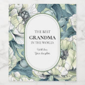 De beste oma ter wereld Groene Tuin Bloem Wijn Etiket (Enkel label)