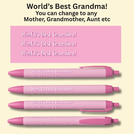 De beste oma van de wereld! - Kan tekst wijzigen,  Zwarte Inkt Pen