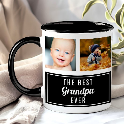 De Beste Opa Ooit Zwarte Collage Foto Mok