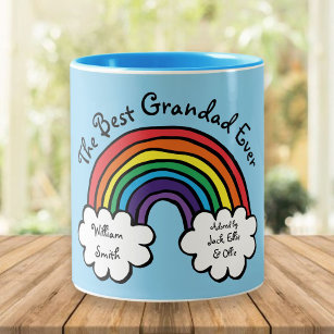 De beste opa, opa, Papa Ever Rainbow Blue Tweekleurige Koffiemok