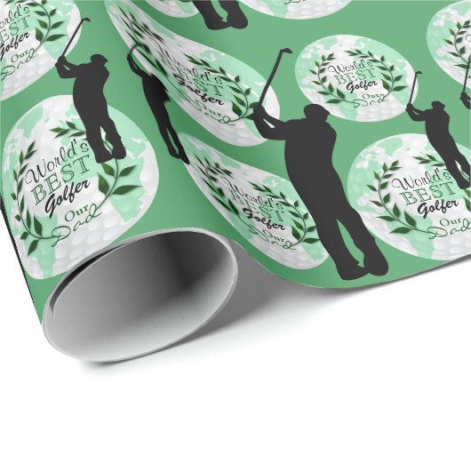 De beste pa Golfer ter wereld - onze vader Cadeaupapier (Rol Hoek)