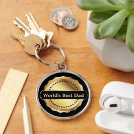 De beste pap Gold Medallion Sleutelhanger
