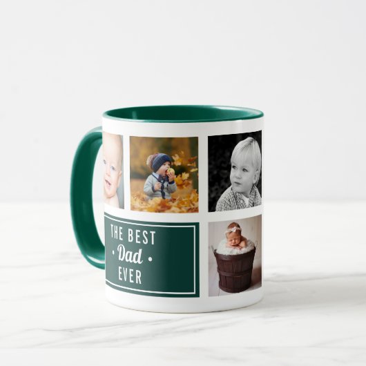 De beste pap ooit Green Custom Photo Collage Mok (Voorkant links)