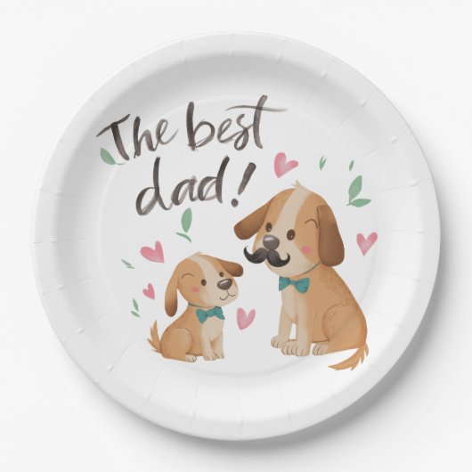 De beste papa hond papieren bordje (Voorkant)