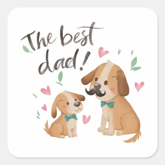 De beste papa hond vierkante sticker (Voorkant)