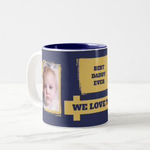 De beste papa ooit 2 foto's houden van je marinego tweekleurige koffiemok