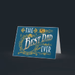 De Beste Papa Ooit Blauw Goud vaderdag Kaart<br><div class="desc">Een gevouwen kaart versierd met een  logo-stijl met de tekst "The Best Dad Ever" in wit,  faux goud en zwart op een oceaanblauwe achtergrond. Kan worden gebruikt voor Vaderdag,  je vaders verjaardag of elke andere dag dat je hem wilt laten weten dat hij speciaal is.</div>