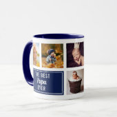 De Beste Papa Ooit Navy Blauwe Collage Aangepaste  Mok (Voorkant links)
