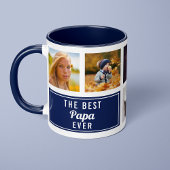 De Beste Papa Ooit Navy Blauwe Collage Aangepaste Mok
