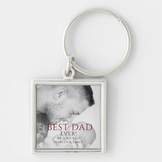 De Beste Papa Ooit Typografie Vaderdag Foto Sleute Sleutelhanger (Voorkant)