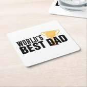 De beste papa typografie trofee ter wereld | ONDER Kartonnen Onderzetters (Schuin)