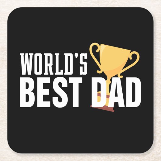 De beste papa typografie trofee ter wereld | ONDER Kartonnen Onderzetters (Voorkant)
