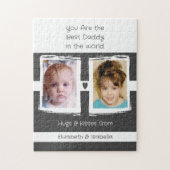 De beste pappa 2 foto's voegen namen wit grijs toe legpuzzel (Verticaal)