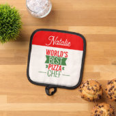 De beste pizza chef ter wereld - gepersonaliseerd pannenlap (Top down)