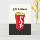 De beste Pop! | Retro Popcorn Vaderdag Kaart (Gele Bloem)