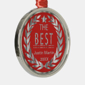 De beste prijs - Silver en Red Medal Metalen Ornament (Rechts)