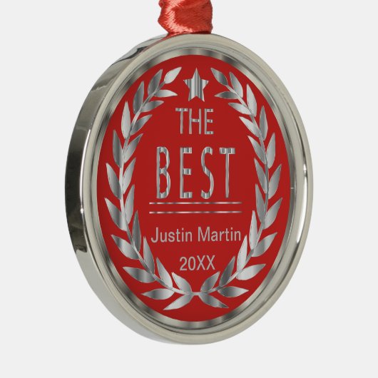De beste prijs - Silver en Red Medal Metalen Ornament (Rechts)