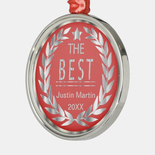 De beste prijs - Silver en Red Medal Metalen Ornament (Links)