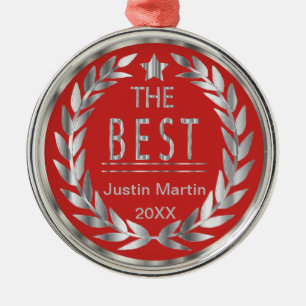 De beste prijs - Silver en Red Medal Metalen Ornament