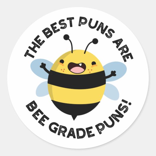 De beste puns zijn bijengradaties grappige bug pun ronde sticker (Voorkant)